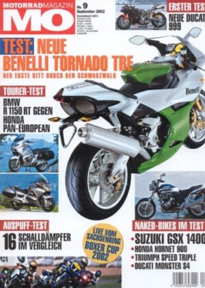 MO 9/2002 – Test Benelli Tornado Tre 900 LE; Ducati 999; März-Yamaha Vmax Maxduro