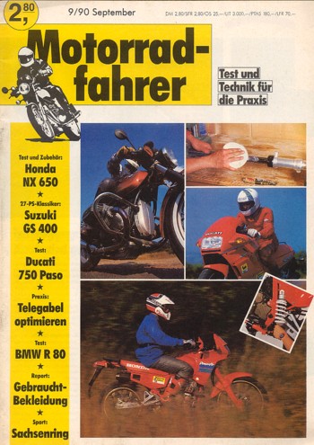 Motorradfahrer 9/1990 – Ducati 750 Paso; Honda NX 650 Dominator Test