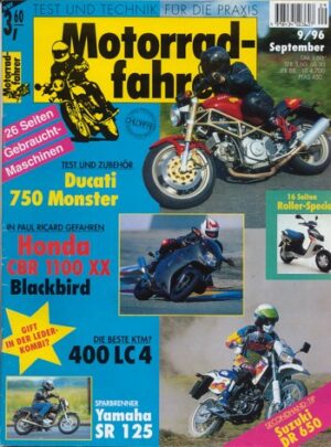 Motorradfahrer 9/1996 – Honda CBR 1100 XX; Test Ducati Monster 750; Test KTM LC4 400; Test Yamaha SR 125