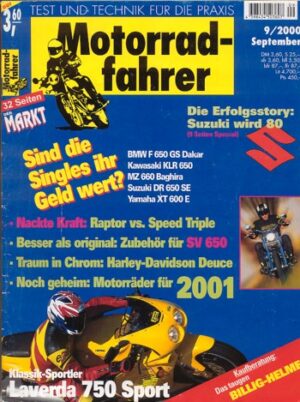 Motorradfahrer 9/2000 – BMW F 650 GS Dakar; Kawasaki KLR 650; MZ 660 Baghira; Suzuki DR 650 SE