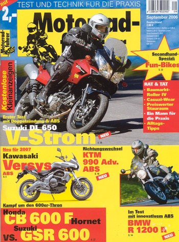 Motorradfahrer Heft 9/2006 – BMW R 1200 R, Honda Hornet 600 vs. Suzuki GSR 600, KTM 990 Adventure