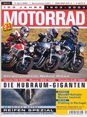 MOTORRAD 9/2003 – Honda CB 1300 vs. Suzuki GSX 1400 vs. Yamaha XJR 1300
