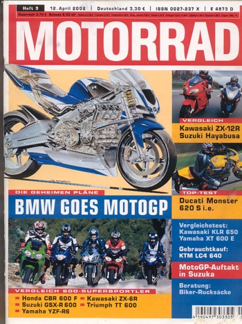 MOTORRAD 9/2002 – Top-Test Ducati Monster 620 S i.e.; Suzuki GSX 1300 R Hayabusa im Vergleich