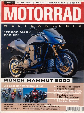 MOTORRAD 9/2000 – Ducati 748; Honda CBR 600 F; Kawasaki ZX-6R Ninja; Suzuki GSX-R 600