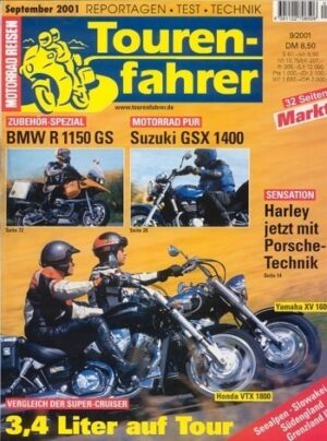 Tourenfahrer 9/2001 – Suzuki GSX 1400 mit 78 kW (106 PS) als Reise-Motorrad, Honda VTX 1800 mit 71 kW (97 PS) im Vergleichstest