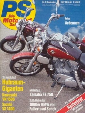 PS 9/1987 – Kawasaki VN 1500 mit 53 kW (72 PS) im Vergleichstest, Suzuki VS 1400 Intruder mit 49 kW (66 PS) im Vergleichstest