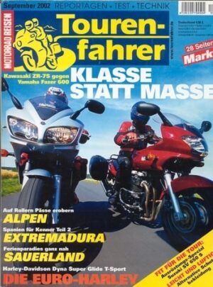 Tourenfahrer 9/2002 – Kawasaki ZR-7 S mit 56 kW (76 PS) im Vergleichstest, Yamaha FZS 600 mit 70 kW (95 PS) im Vergleichstest