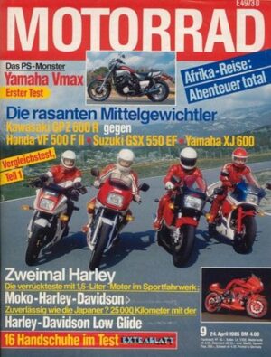 MOTORRAD 9/1985 – Test Yamaha Vmax; Dauertest Harley-Davidson FXRC Low Glide