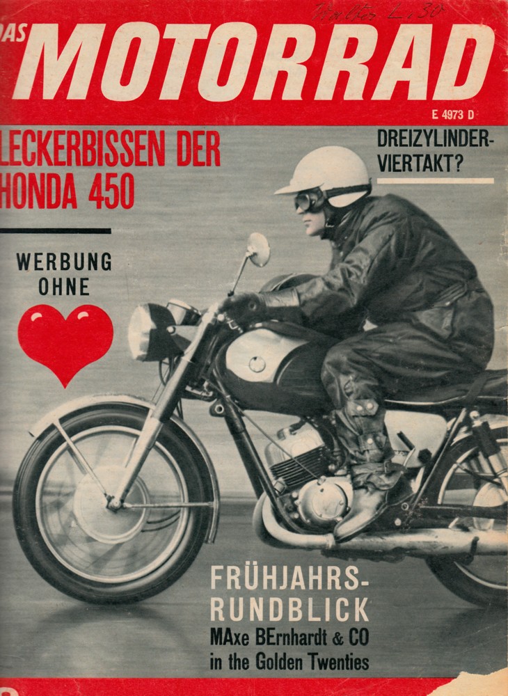Titelbild: DAS MOTORRAD 9/1965 – Vorstellung Honda CB 450; Mabeco, die Motorräder des Professors Bernhardt