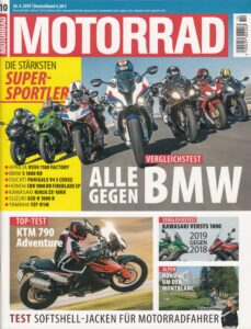 Titelseite: MOTORRAD 10/2019 – BMW S 1000 RR, Ducati Panigale V4 S Corse, Aprilia RSV4 1100 Factory