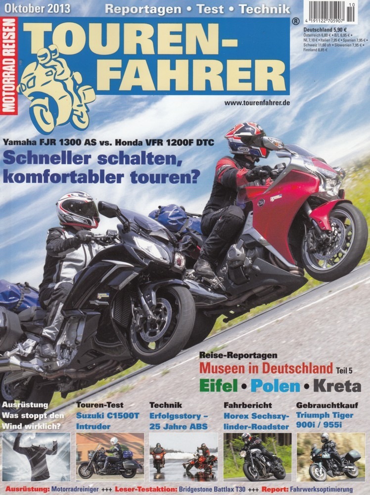 Titelbild: Tourenfahrer 10/2013 – Honda VFR 1200 DCT vs. Yamaha FJR 1300 AS