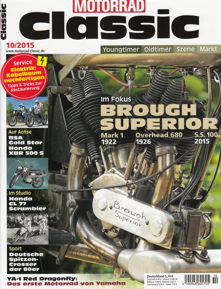 Titelbild: Motorrad Classic 10/2015 – Brough Superior; Honda CL 77; Honda XBR 500 S