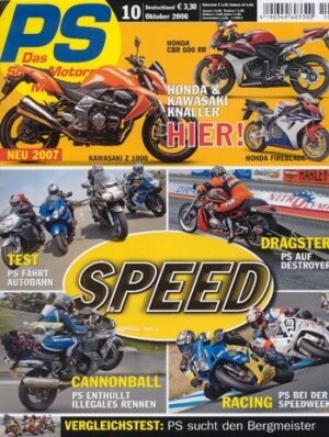 PS 10/2006 – BMW K 1200 S mit 123 kW (167 PS) im Vergleichstest, Kawasaki ZZR 1400 mit 140 kW (190 PS) im Vergleichstest