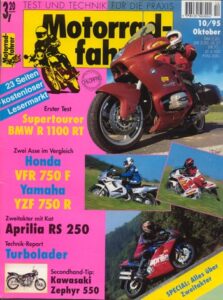Titelseite: Motorradfahrer 10/1995 – BMW R 1100 RT, Honda VFR 750 F vs. YZF 750 R