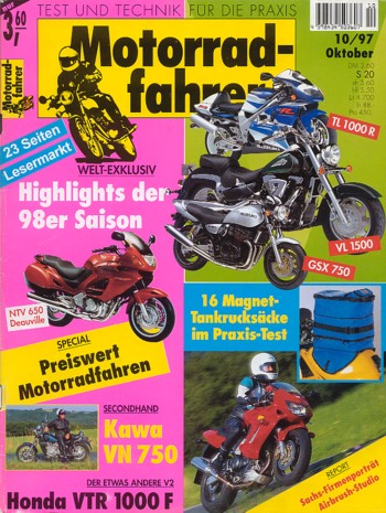 Motorradfahrer 10/1997 – VTR 1000 Firestorm, TDM 850, GSF 1200