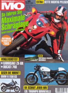 Titelseite: MO 10/2002 – Konzeptvergleich Kawasaki ZX-6R Ninja vs. Ducati 748