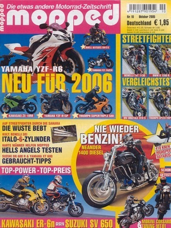 mopped 10/2005 – Benelli TnT 1130 Sport mit 101 kW (137 PS) im Vergleichstest, BMW K 1200 R mit 120 kW (163 PS) im Vergleichstest