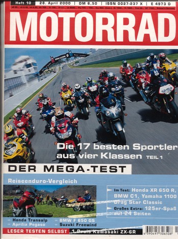 MOTORRAD 10/2000 – Honda CBR 900 RR Fireblade; Kawasaki ZX-9R Ninja; Kawasaki ZX-12R Ninja; Suzuki GSX 1300 R Hayabusa