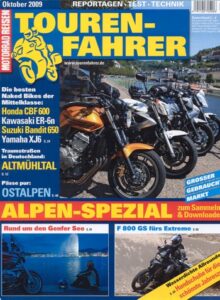 Titelseite: Tourenfahrer 10/2009 –Honda CBF 600 vs. Kawasaki ER-6n und andere
