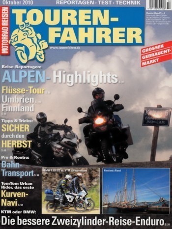 TOURENFAHRER 10/2010 – BMW F 800 GS mit 63 kW (85 PS) im Touren-Test, KTM 990 Adventure mit 78 kW (106 PS) im Touren-Test