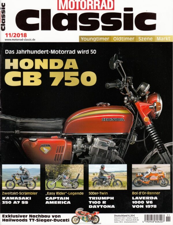 MOTORRAD Classic 11/2018 – 50 Jahre Honda CB 750; Captain America
