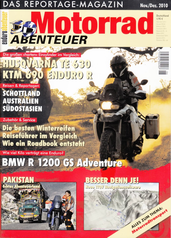 Motorrad ABENTEUER 11/12 2010 – Husqvarna TE 630; KTM 690 Enduro R; Test BMW R 1200 GS Adventure; Husaberg TE 250, eine Zweitakter-Enduro