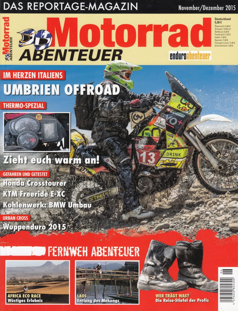 Titelbild: Motorrad Abenteuer 11/12 2015 – Honda Crosstourer; KTM Freeride E-XC