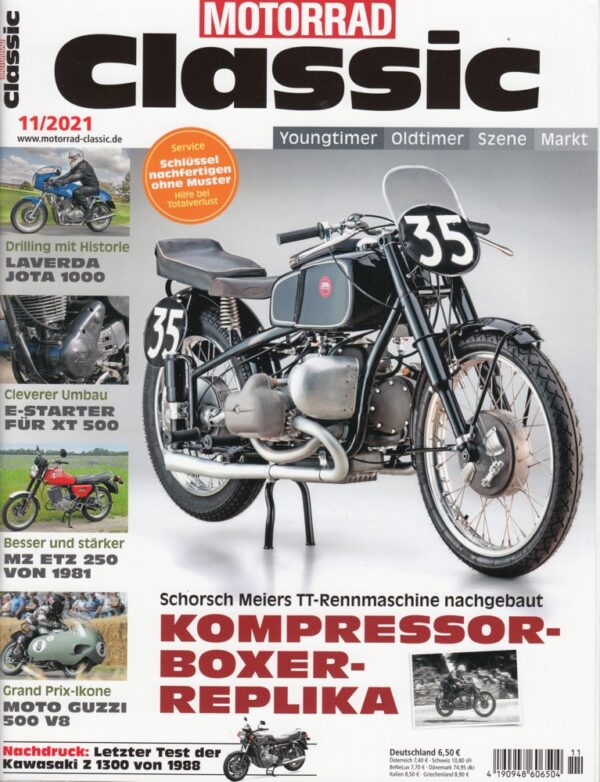 Motorrad Classic 11/2021 – Kompressor-Boxer-Replika, Laverda Jota 1000, MZ ETZ 250