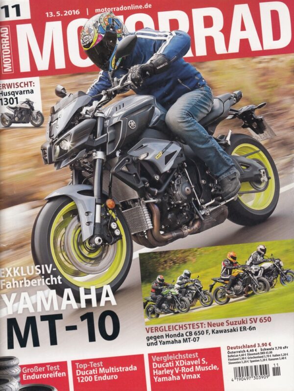 MOTORRAD 11/2016 – Yamaha MT‑10 Exklusiv, SV 650 Vergleich, Multistrada 1200 Enduro Top‑Test
