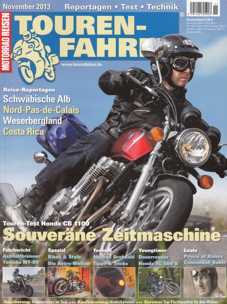 Titelbild: Tourenfahrer 11/2013 – Honda CB 1100; Yamaha MT-09; Honda XL 500 S