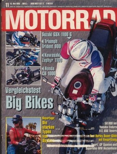 MOTORRAD 11/1993 – Honda CB 1000; Kawasaki Zephyr 1100; Suzuki GSX 1100 G; Triumph Trident 900