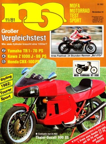MO 11/1981 ohne Poster – Yamaha TR 1 mit 51 kW (70 PS) im Vergleichstest; Kawasaki Z 1000 J mit 72 kW (98 PS) im Vergleichstest; Honda CBX mit 74 kW (100 PS) im Vergleichstest