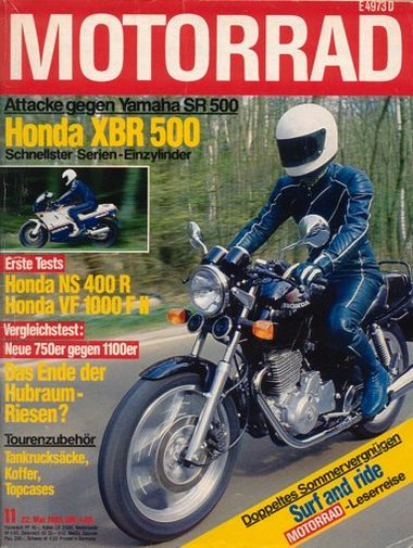 MOTORRAD 11/1985 – Test Honda NS 400 R mit 53 kW (72 PS) Test & Technik; Test Honda XBR 500 mit 32 kW (44 PS) Test & Technik