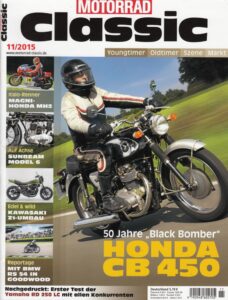 Titelseite: Motorrad Classic 11/2015 – Honda CB 450 Black Bomber; Yamaha RD 250