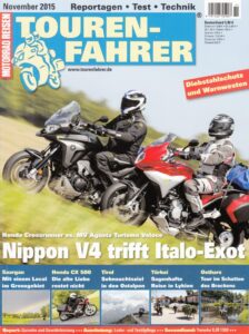 Titelseite: TOURENFAHRER 11/2015 – Honda Crossrunner vs. MV Agusta Turismo Veloce 800
