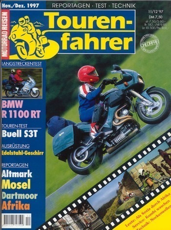 Tourenfahrer 11/12 1997 – BMW R 1100 RT mit 66 kW (90 PS) im Langstrecken-Test, Buell S3T Thunderbolt mit 64 kW (87 PS) als Reise-Motorrad