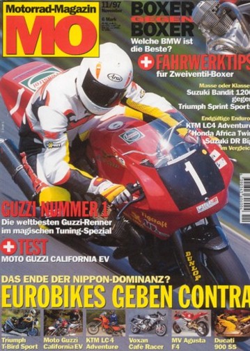 MO 11/1997 – MV Agusta F4 mit 93 kW (126 PS) als Neuheit für 1998; BMW R 1100 RS mit 66 kW (90 PS) im Vergleichstest