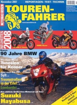 11_14.jpg TOURENFAHRER 11/2007 – Suzuki Hayabusa 1300 mit 145 kW (197 PS) als Reise-Motorrad, Ducati Multistrada 1100 S mit 70 kW (95 PS) im Test