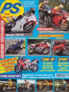 Titelseite: PS 11/1998 – Suzuki GSX-R 750, Experten-Tipps im Tune-Up, Bimota Mantra mit 63 kW (86 PS) im Vergleichstest