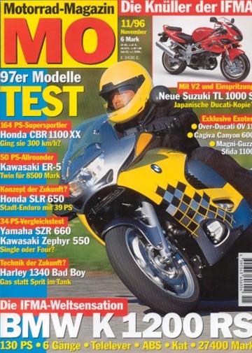 MO 11/1996 – Test Honda CBR 1100 XX; Kawasaki ER-5; Cagiva Canyon 600