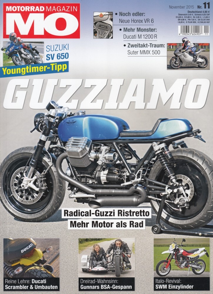 Titelbild: MO 11/2015 – Ducati Monster 1200 R; Gebrauchtkauf Suzuki SV 650