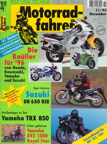 Motorradfahrer 11/1995 – Yamaha TRX 850, 125er-Vergleich Honda/Suzuki