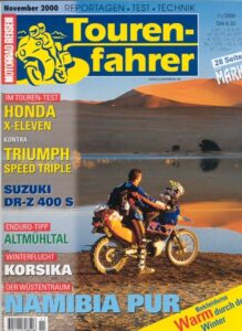 Titelseite: Tourenfahrer 11/2000 – Honda X-Eleven vs. Triumph Speed Triple