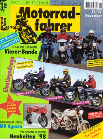 Motorradfahrer 11/1997 – CB 500/KLE/XV 535, 4-fach 125er-Vergleich