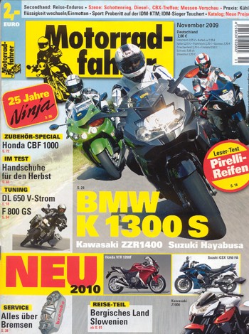 Motorradfahrer 11/2009 – BMW K 1300 S vs. ZZR 1400 vs. Hayabusa