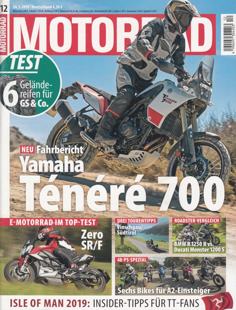 MOTORRAD 12/2019 – Yamaha Ténéré 700, Zero SR/F, BMW R 1250 R ...