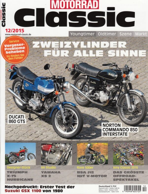 Motorrad Classic 12/2015 – Ducati 860 GTS; Norton Commando 850 Mk III