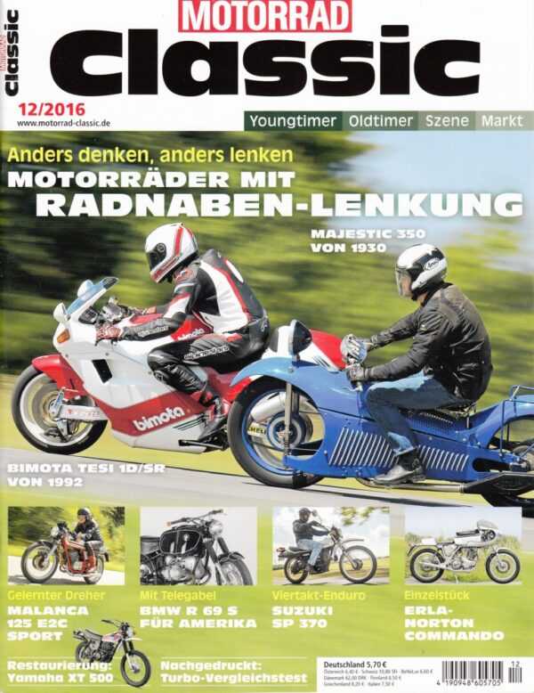 MOTORRAD CLASSIC 12/2016 – Majestic 350; Bimota Tesi 1D/SR; BMW R 69 US