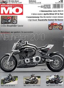 Titelseite: MO 12/2009 – Tuning/Umbauten Honda CB 1000 R; Test Aprilia SL 750 Shiver GT + ABS