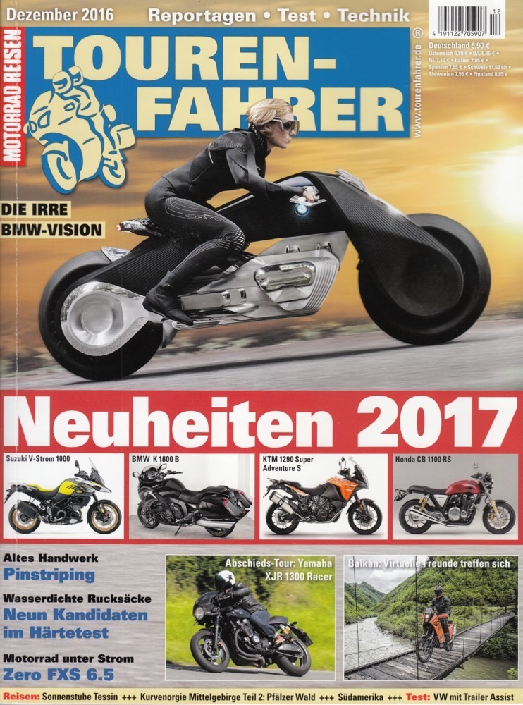 Titelbild: TOURENFAHRER 12/2016 – Yamaha XJR 1300 Racer ; Zero FXS 6.5